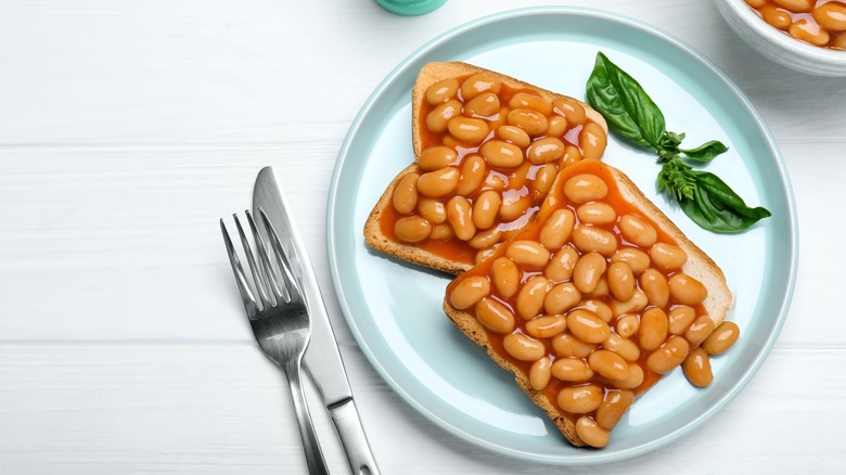 beans on toast plated and served 