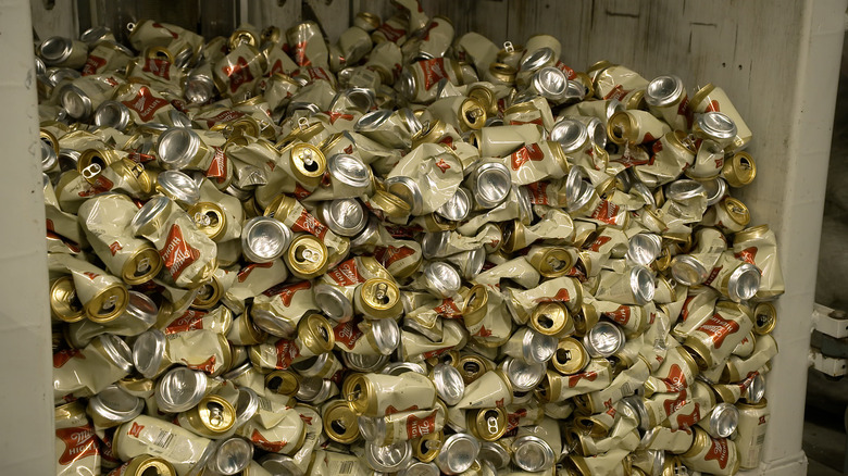 Crushed Miller High Life cans