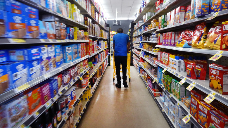 shelves of snacks at Dollar Store