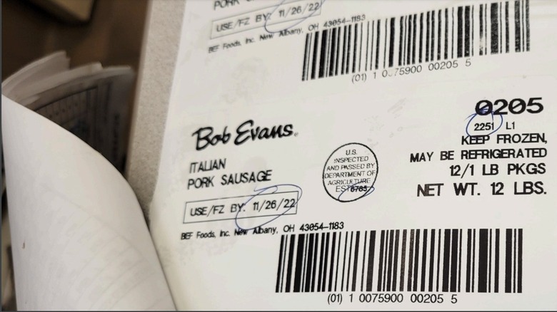 recalled Bob Evans sausage label