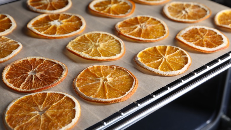 sheet of dehydrated orange slices
