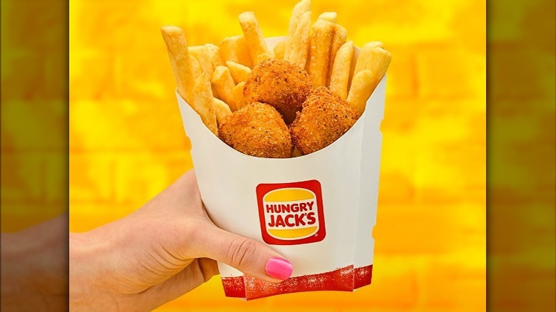 Hungry Jack's Pop'n Chick'n and fries