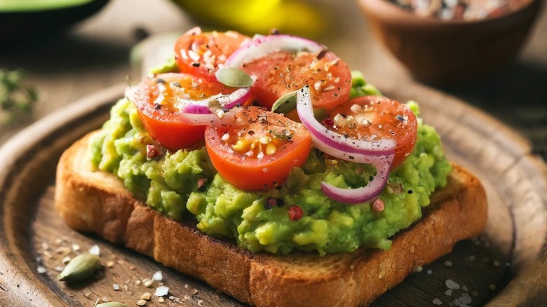 Avocado toast with tomatoes