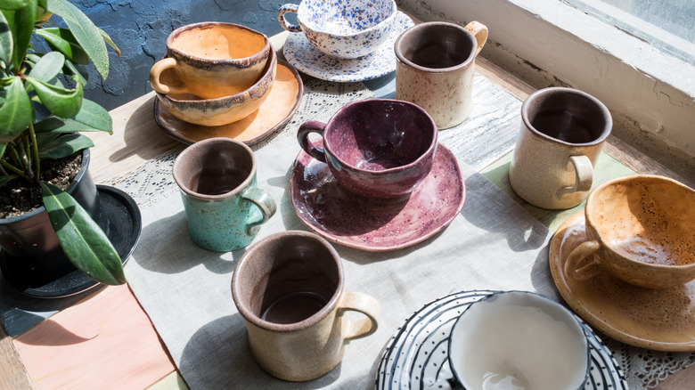 Assortment of ceramic mugs