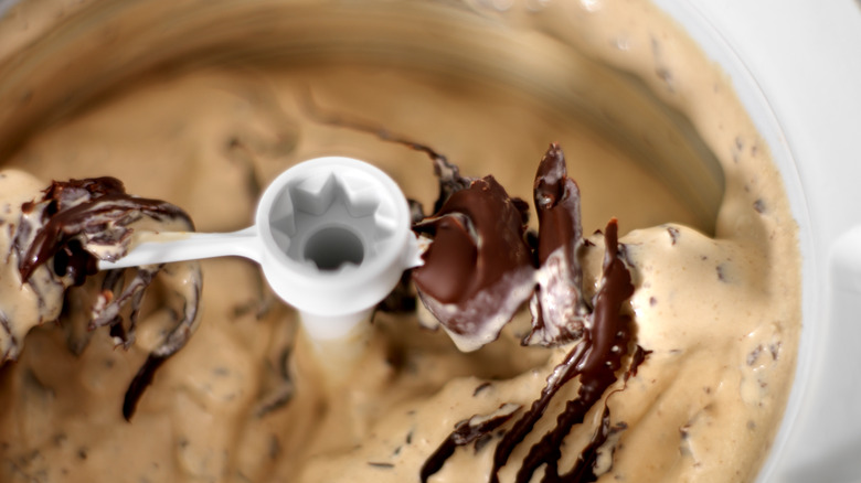 ice cream churning in machine