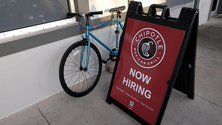 Chipotle "Now Hiring" sign