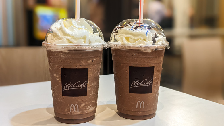 Two frozen coffee drinks at McDonald's