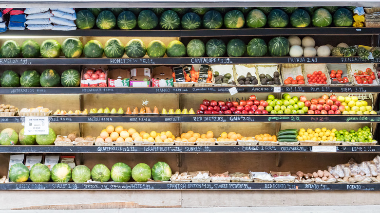 Rows of fresh produce in a New York corner store