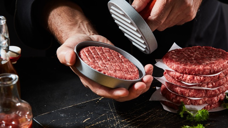 A burger in a press