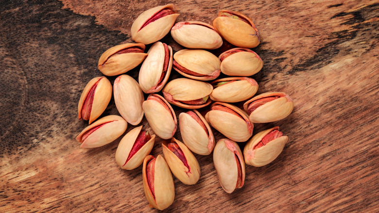 red pistachios in shells