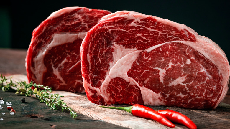 Raw steak with marbling