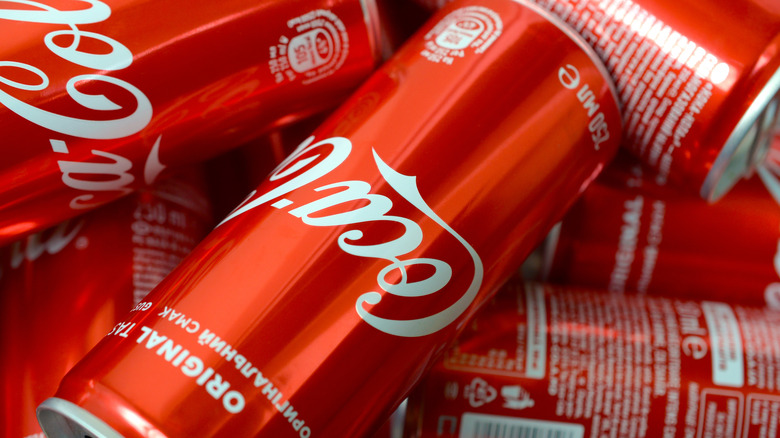 display of Coca-Cola cans