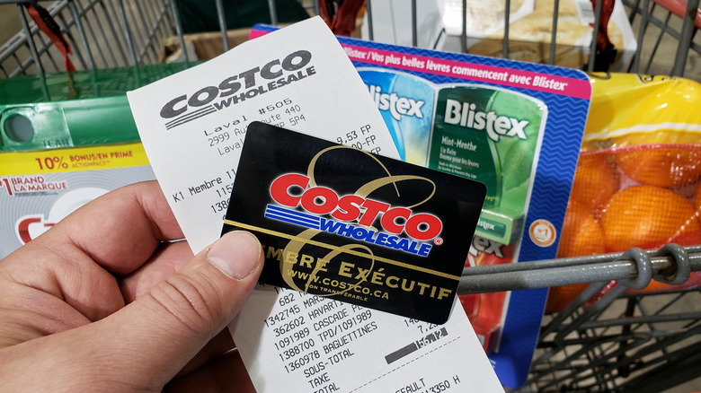 Executive membership card with a Costco receipt