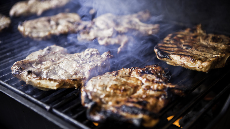 pork chops on grill