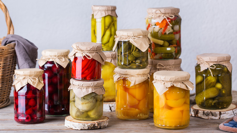 Jars of home canned foods