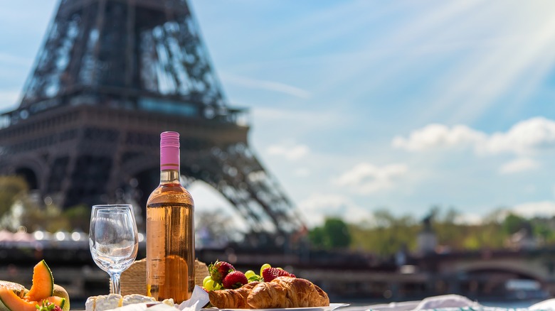 picnic in front of eiffel tower