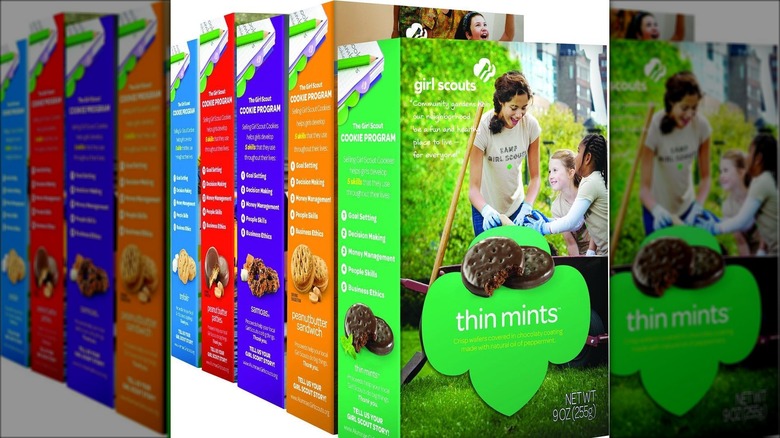 Boxes of Girl Scout Cookies