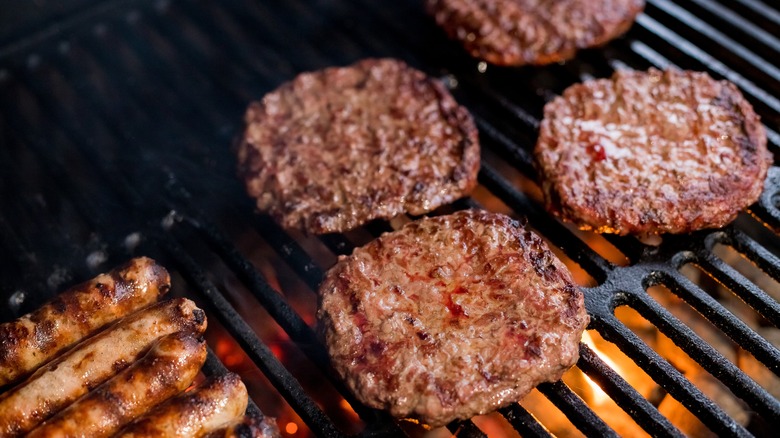 Burgers on grill 