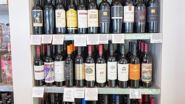 Bottles of wine on a shelf