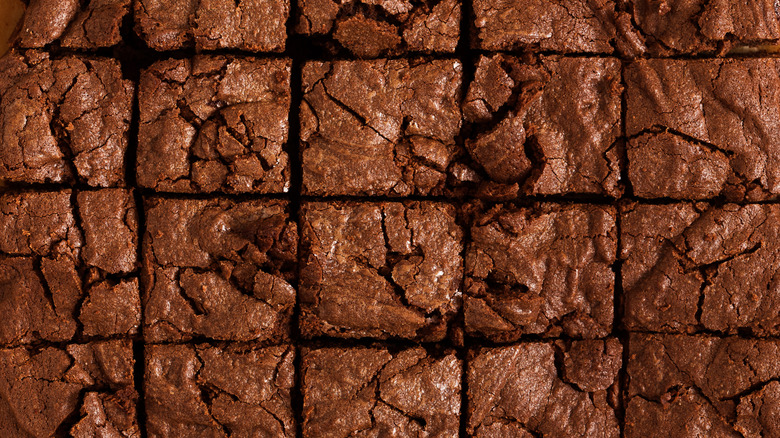 Baked and sliced brownies