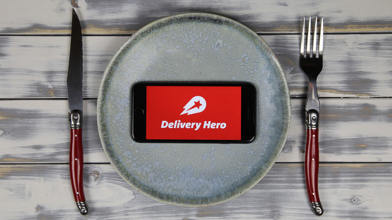 Delivery Hero app on plate