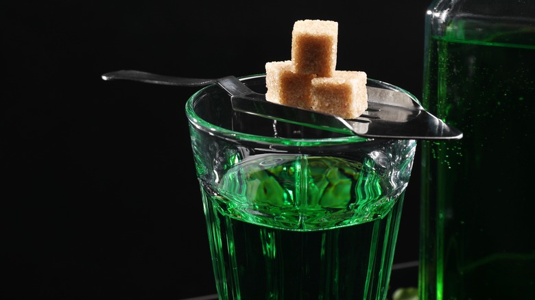 absinthe served with sugar cubes