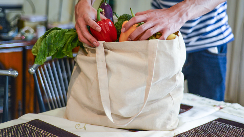 unpacking grocery bag