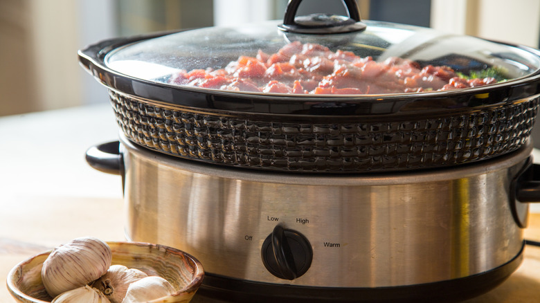 Close-up of slow cooker