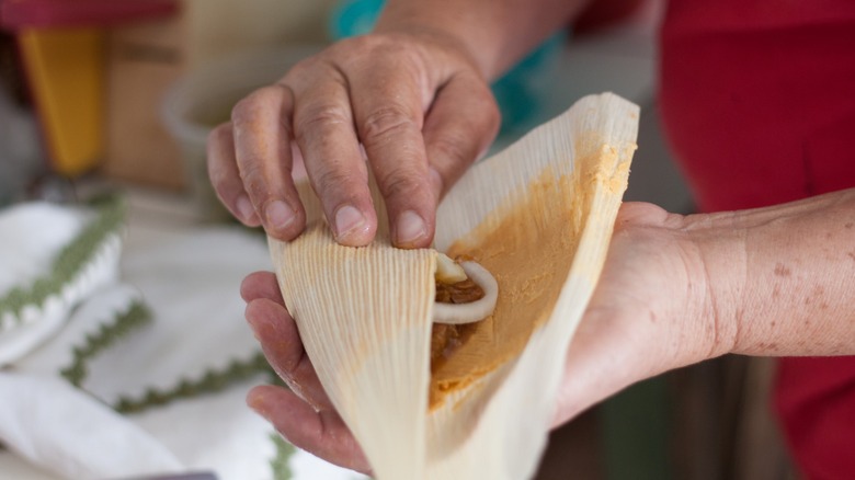 Wrapping tamales