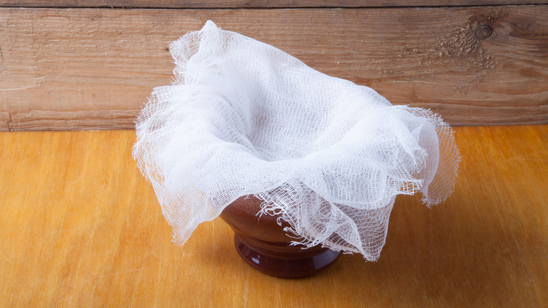 cheesecloth in a bowl 