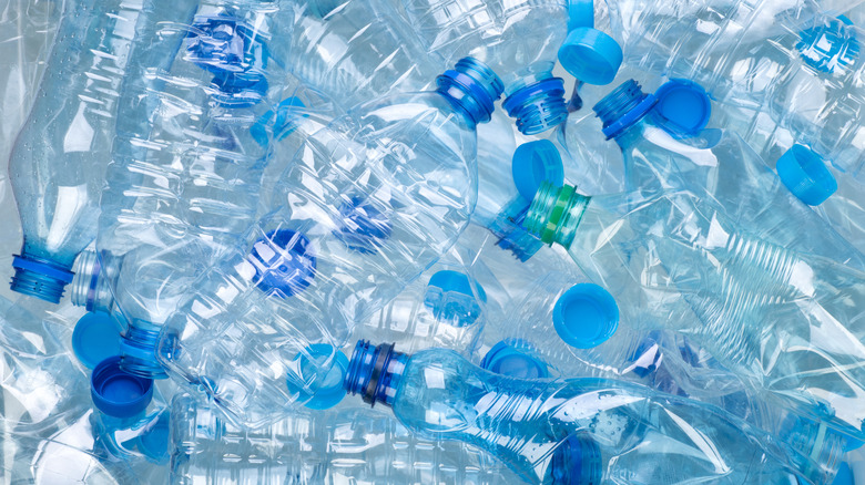 plastic water bottles in a pile