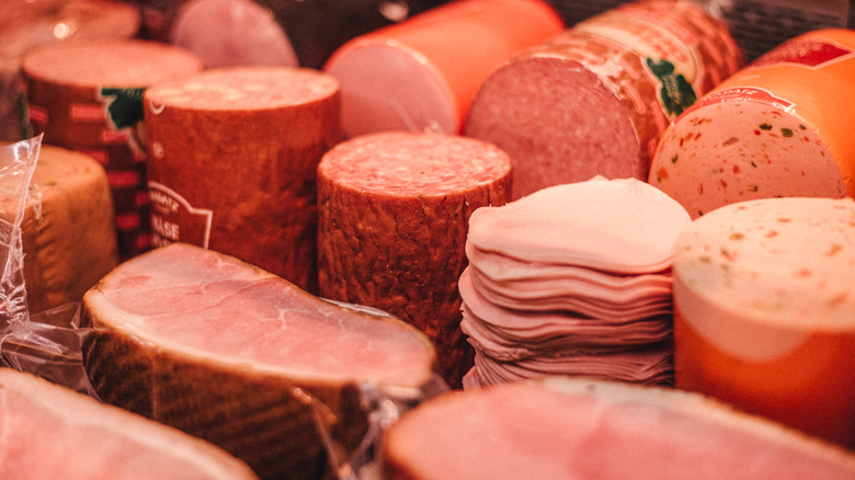Deli meats at a deli counter