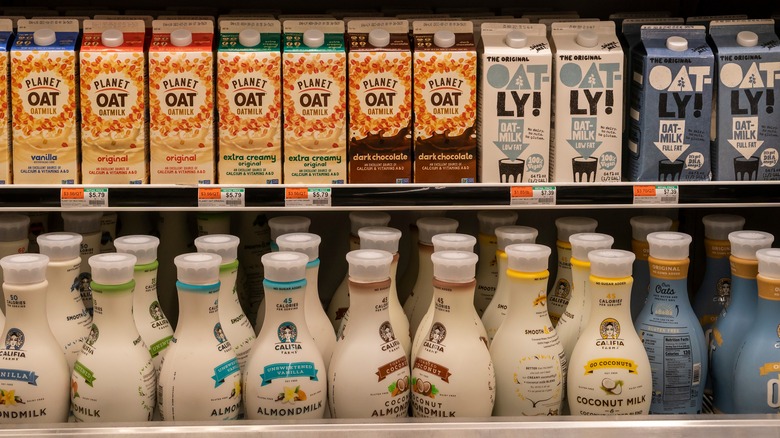 plant-based milk in store