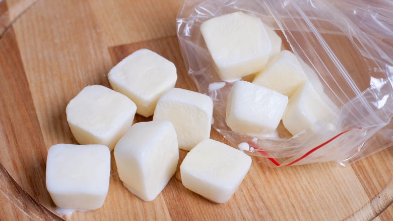 cubes of frozen milk