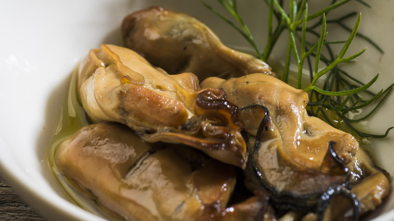 Smoked oysters with herbs