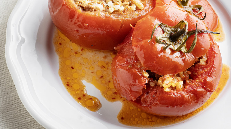 Stuffed tomatoes with leaking juices