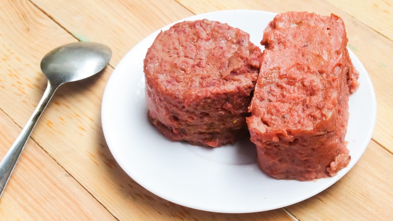 canned corned beef on plate