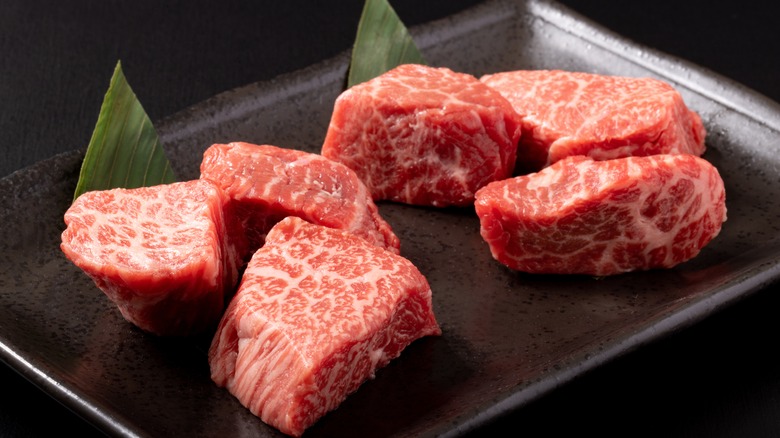 Wagyu beef raw pieces 