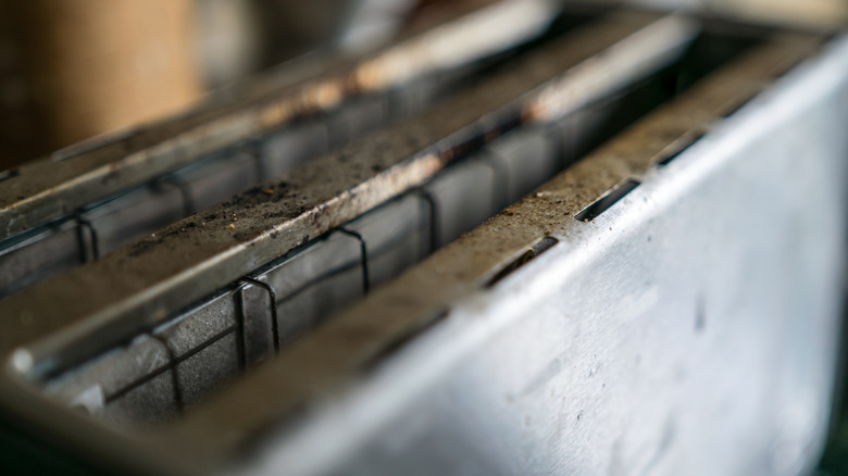 Close-up of an old toaster