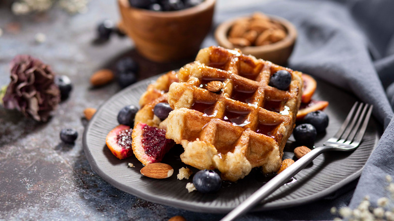 belgian waffles with toppings