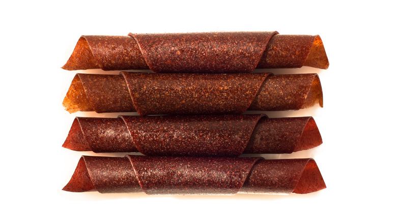 brown fruit leather rolls