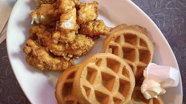 Chicken tenders with waffles