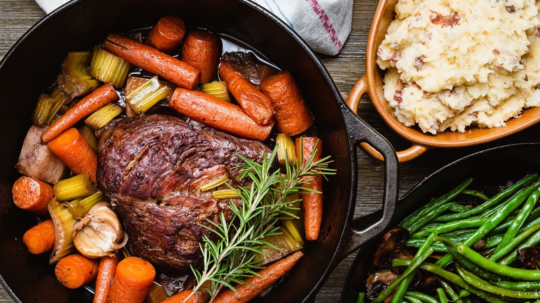 Pot roast and side dishes