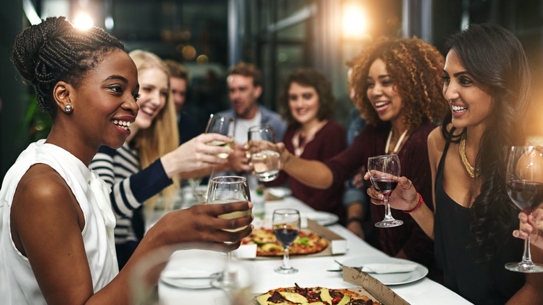 group at restaurant table