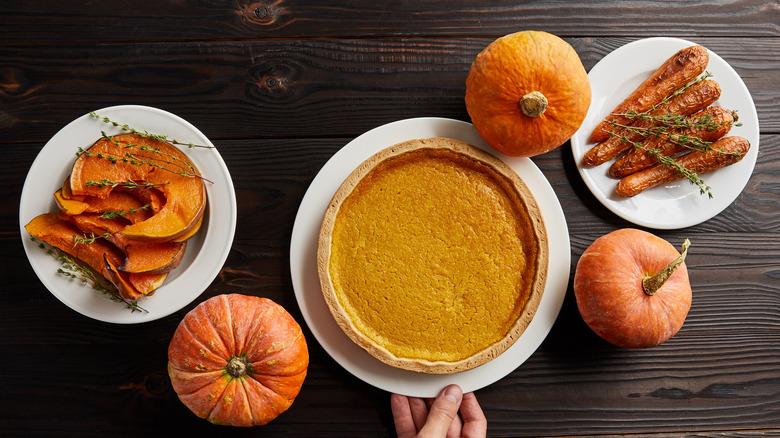 pumpkin pie with carrots and pumpkins