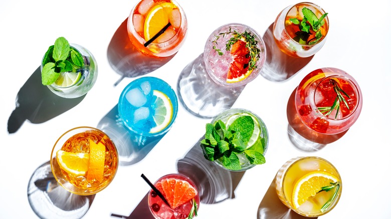 Aerial view of assorted cocktails