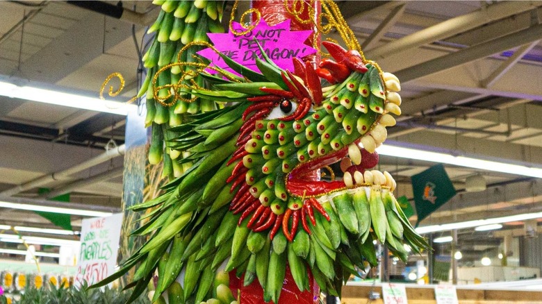 Dragon made of produce