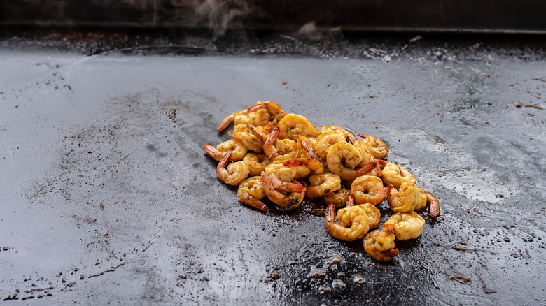 flat top grill with shrimp