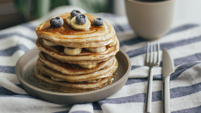 Stack of restaurant pancakes