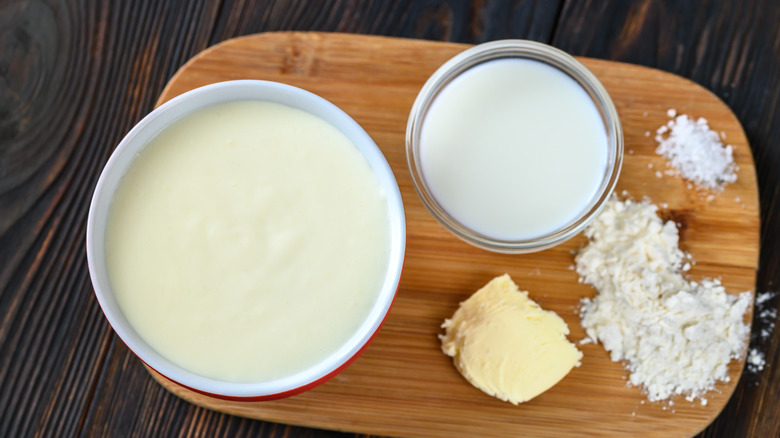 bechamel sauce and ingredients